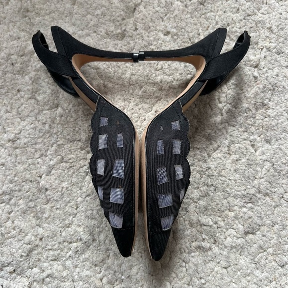 Carmen Marc Valvo Luxe Black "Teri" Mesh Sling Back Pointed Toe Pumps Size 8.5 - Picture 4 of 10